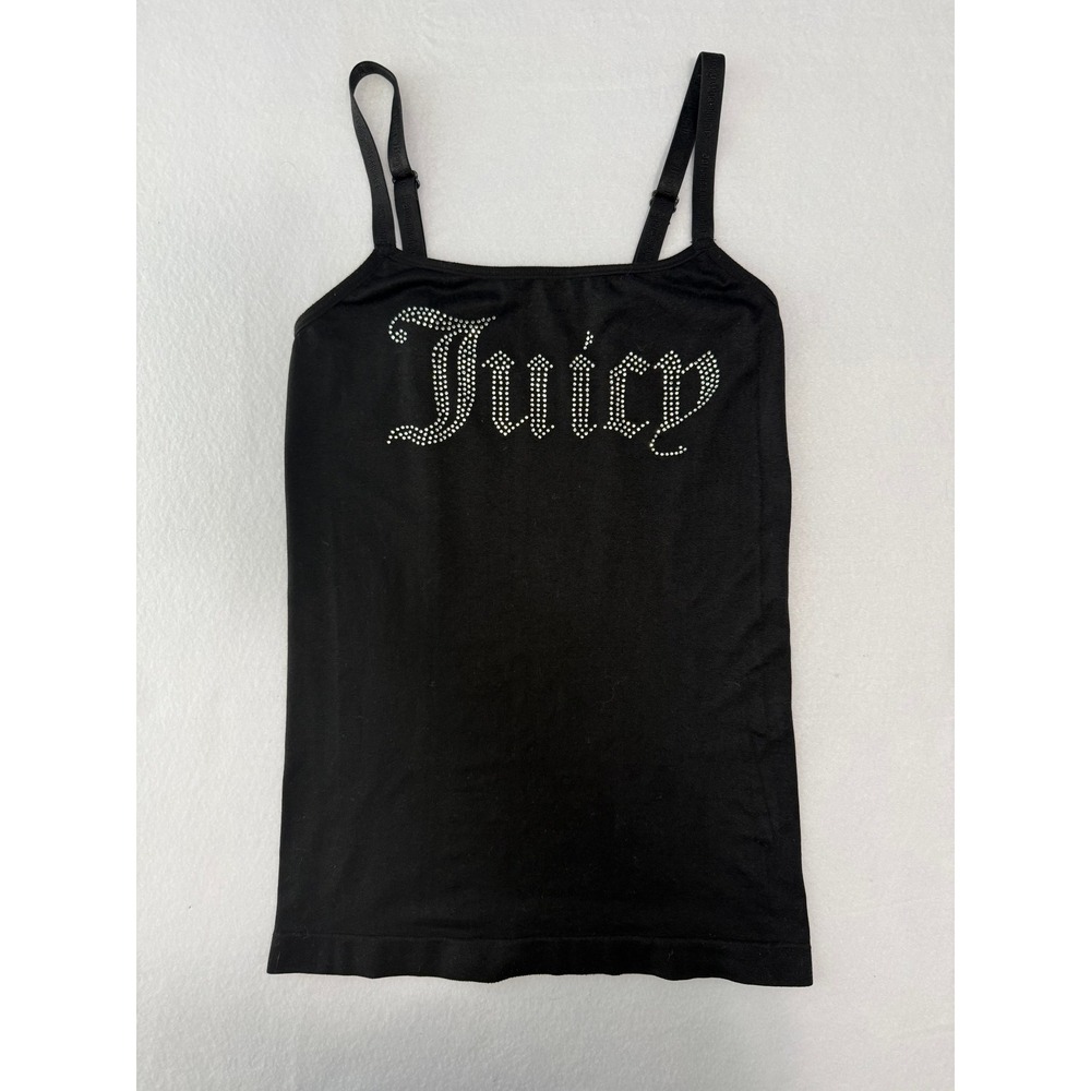 Juicy Couture Intimates Black Rhinestone Gothic Logo Camisole Tank Top S - Picture 2 of 5